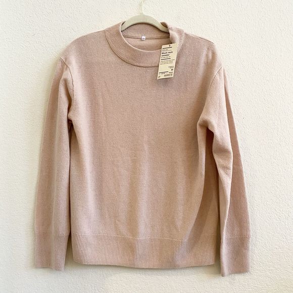 New With Tags Muji Mock Neck Wool Yak Blend Apricot Peach Sweater Size Medium - Picture 5 of 10